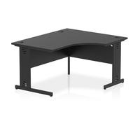 Impulse 1400mm Right Crescent Office Desk Black Top Black Cable Managed Leg