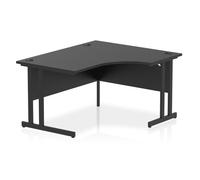 Impulse 1400mm Right Crescent Office Desk Black Top Black Cantilever Leg