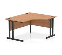 Impulse 1400mm Right Crescent Office Desk Oak Top Black Cantilever Leg
