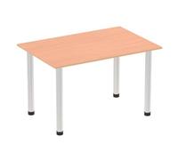 Impulse 1400mm Straight Table Beech Top Brushed Aluminium Post Leg