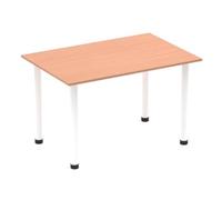 Impulse 1400mm Straight Table Beech Top White Post Leg