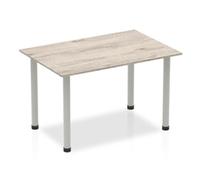 Impulse 1400mm Straight Table Grey Oak Top Silver Post Leg I003252