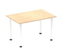 Impulse 1400mm Straight Table Maple Top White Post Leg
