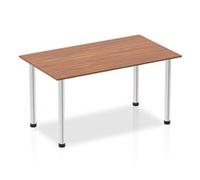 Impulse 1400mm Straight Table Walnut Top Chrome Post Leg