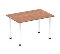 Impulse Bench 1400mm Straight Table Walnut Top White Post Leg