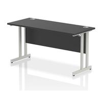 Impulse 1400x600mm Straight Desk Black Top Silver Cantilever Leg