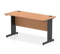 Impulse 1400x600mm Straight Desk Oak Top Black Cable Managed Leg