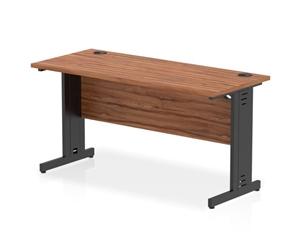 Impulse 1400x600mm Straight Desk Walnut Top Black Cable Managed Leg