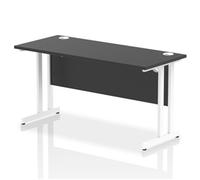 Impulse 1400 x 600mm Straight Office Desk Black Top White Cantilever Leg