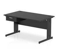 Impulse 1400x800 Desk Black/Black Cable Managed Leg 1 Dr Fixed Ped