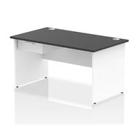 Impulse 1400x800 Desk Black/White Panel End 1x1 Drawer Fixed Ped