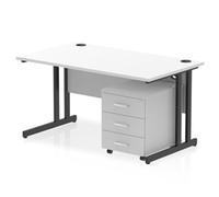 Impulse 1400x800 Desk Cantilever Leg White/Black 3 Drawer Mobile Ped