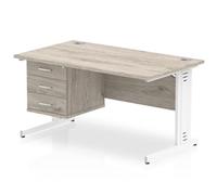 Impulse 1400 Desk Grey Oak Cable Fixed 3Ped