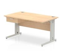 Impulse 1400x800 Desk Maple/Silver Cable Managed Leg 1 Dr Fixed Ped