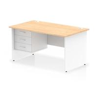 Impulse 1400 x 800mm Straight Office Desk Maple Top White Panel End Leg with 1 x