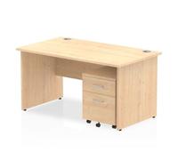 Dynamic Rectangular Straight Desk Maple MFC Panel End Leg Maple Frame Impulse 1 x 2 Drawer Mobile Pedestal Bundle 1400 x 800 x 730mm