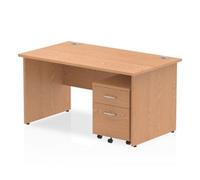 Impulse 1400x800mm Desk Oak Top Panel End Leg and Mobile Ped