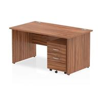 Impulse 1400x800mm Desk Walnut Top Panel End Leg and Mobile Ped