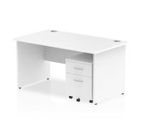 Impulse 1400x800mm Desk White Top Panel End Leg and Mobile Ped