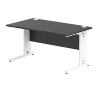 Impulse 1400 x 800mm Straight Office Desk Black Top White Cable Managed Leg