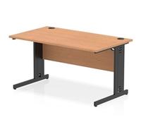 Impulse 1400x800mm Straight Desk Oak Top Black Cable Managed Leg