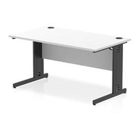 Impulse 1400x800mm Straight Desk White Top Black Cable Managed Leg