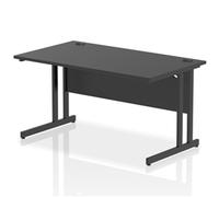 Impulse 1400 x 800mm Straight Office Desk Black Top Black Cantilever Leg
