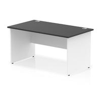 Impulse 1400x800mm Straight Office Desk Black Top White Panel End Leg