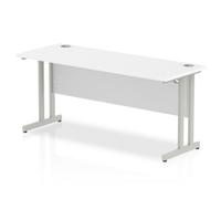 Dynamic Impulse 1600/600 Rectangle Silver Cantilever Leg Desk White