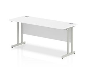 Impulse 1600/600 Rectangle Silver Cantilever Leg Desk White - MI002198