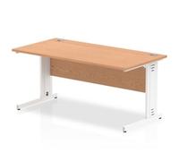 Impulse 1600/800 Rectangle White Cable Managed Leg Desk Oak - MI002725