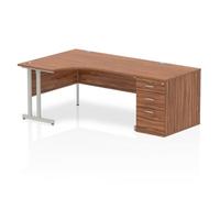 Impulse 1600mm Left Crescent Walnut 800 Ped
