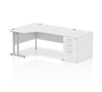 Impulse 1600mm Left Crescent White 800 Ped