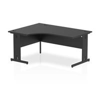 Impulse 1600mm Left Crescent Office Desk Black Top Black Cable Managed Leg