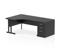 Impulse 1600 LH Crescent Desk Black/Black Cantilever 800 Desk High Ped