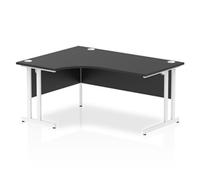 Impulse 1600mm Left Crescent Office Desk Black Top White Cantilever Leg