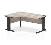 Impulse 1600 LH Crescent Desk Grey Oak/Black Cable Managed Leg