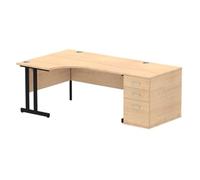 Impulse Bench 1800mm Right Crescent Desk Maple Top Black Cantilever Leg