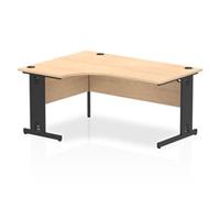 Impulse 1600 LH Crescent Office Desk Maple Top Black Cable Managed Leg