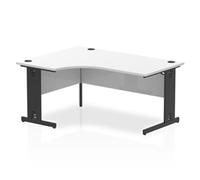 Impulse 1600 LH Crescent Office Desk White Top Black Cable Managed Leg