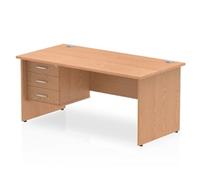 Impulse 1600 Rectangle Panel End Leg Desk Oak 1 x 3 Drawer - MI002708