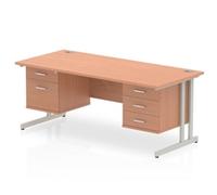 Impulse 1600 Rectangle Silver Cant Leg Desk Beech 1 x 2 - MI001722