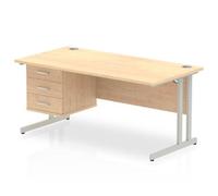 Impulse 1600 Rectangle Silver Cant Leg Desk Maple 1 x 3 - MI002441