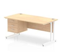 Impulse 1600 Rectangle White Cant Leg Desk Maple 1 x 3 - MI002445