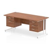 Impulse 1600 Rectangle White Cant Leg Desk Walnut 1 x 2 - MI001957