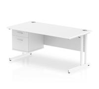 Impulse 1600 Rectangle White Cant Leg Desk White 1 x 2 - MI002211