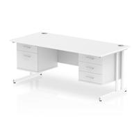 Impulse 1600 Rectangle White Cant Leg Desk White 1 x 2 - MI002243