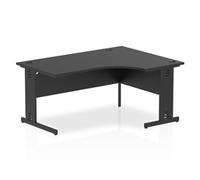Impulse 1600mm Right Crescent Office Desk Black Top Black Cable Managed Leg
