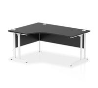 Impulse 1600 RH Crescent Desk Black Top White Cantilever Leg