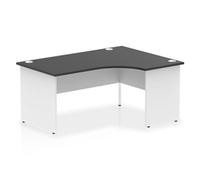 Impulse 1600 RH Crescent Desk Black Top White Panel End Leg